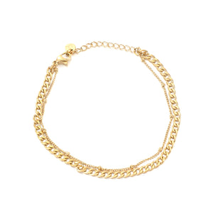 Tweelaags schakel & bolletjes goud