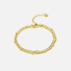 Tweelaags schakel & bolletjes goud