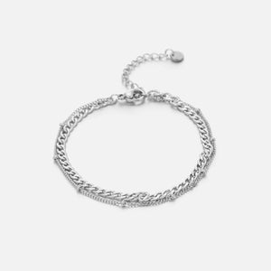 Tweelaags schakel&bolletjes zilver