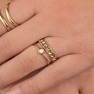 Tweelaags schakelring goud/wit