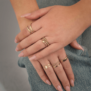 Tweelaags schakelring goud/wit