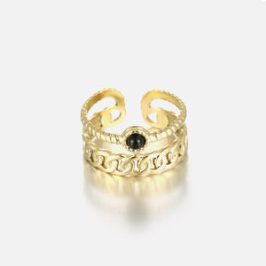 Tweelaags schakelring goud/zwart