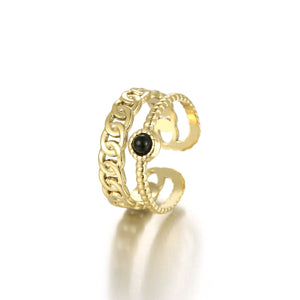 Tweelaags schakelring goud/zwart