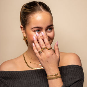 Tweelaags schakelring goud/zwart