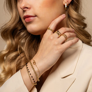 Tweelaags schakelring goud/zwart