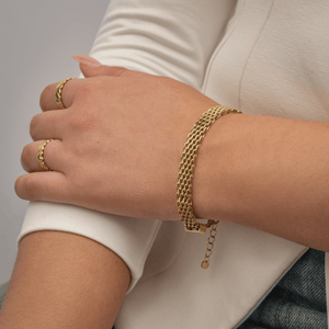 Visgraat armband goud