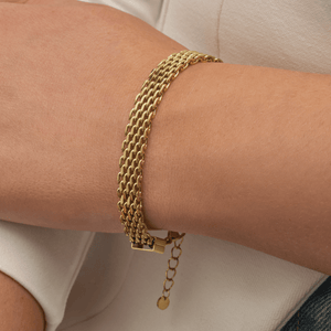 Visgraat armband goud