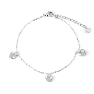 Armband drie hartjes zilver