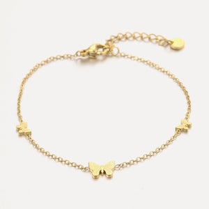 Armband drie vlinders goud