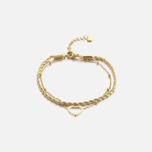 Armband gedraaid hartje goud
