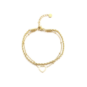 Armband gedraaid hartje goud