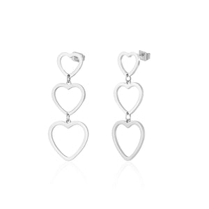 Drie hangende hartjes zilver