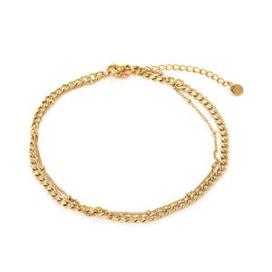 Enkelband tweelaags schakel goud