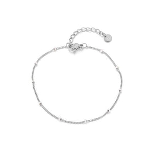 Fijne bolletjes armband zilver/wit
