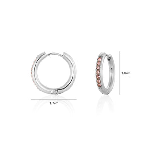 Hoops met steentjes roze/zilver