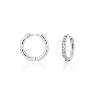 Hoops met steentjes wit/zilver