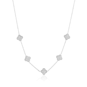 Ketting klaver steentjes zilver