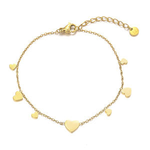 Meerdere hartjes armband goud