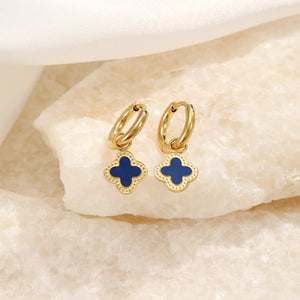 Oorbellen klaver gold/blue