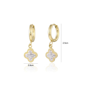 Oorbellen klaver steentjes goud