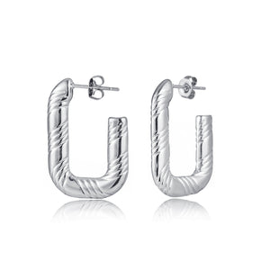 Rechthoekige oorbellen patroon zilver