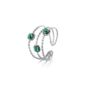 Ring three gems green zilver