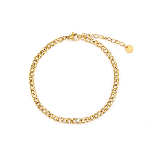 Schakelarmband steentje goud