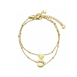 Set armbanden double love goud